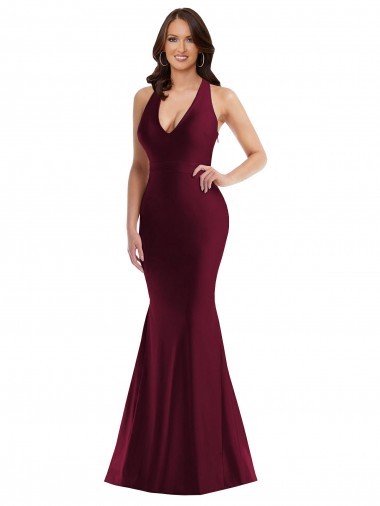 Silk like Satin Open Back Long V-Neck Mermaid Formal Plus Size Evening Gown / Prom Dress / Bridesmaid Dress Stockport