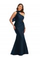 Silk like Satin Long One Shoulder Dark Navy Mermaid Formal Plus Size Evening Gown / Prom Dress / Bridesmaid Dress Stockport