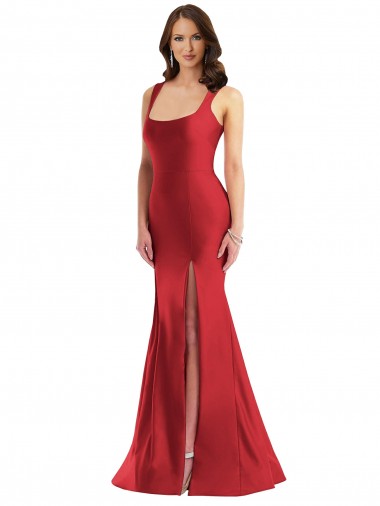 Silk like Satin Long Square Neck Mermaid Formal Plus Size Evening Gown / Prom Dress / Bridesmaid Dress Stockport
