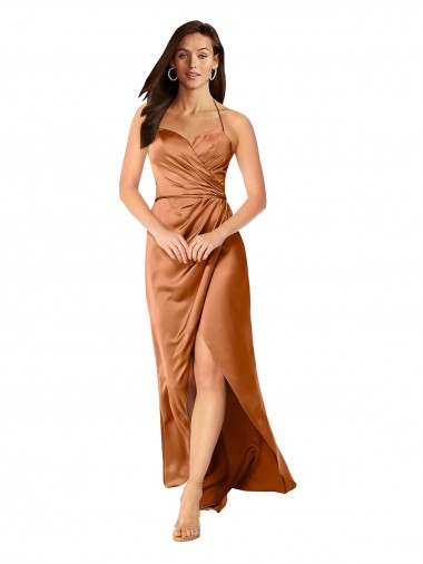 Silk like Satin Low Back Long Spaghetti Straps A-Line High Low Evening Gown / Prom Dress / Bridesmaid Dress Stockport