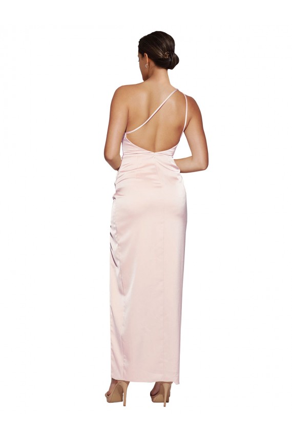 Silk like Satin Low Back Long One Shoulder A-Line Semi Formal Evening Dress / Prom Dress / Bridesmaid Dress Stockport