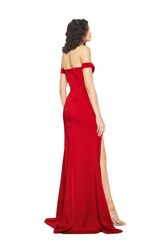 Silk like Satin Long Off the Shoulder Red A-Line Formal Evening Gown / Prom Dress / Bridesmaid Dress Stockport