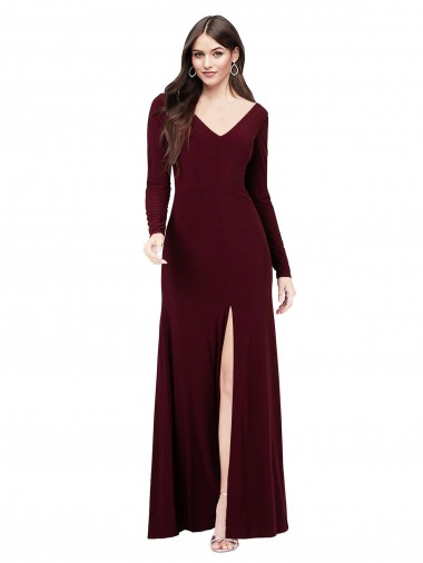 Spandex V-Back Long V-Neck Sheath Prom Dress / Bridesmaid Dress Stockport