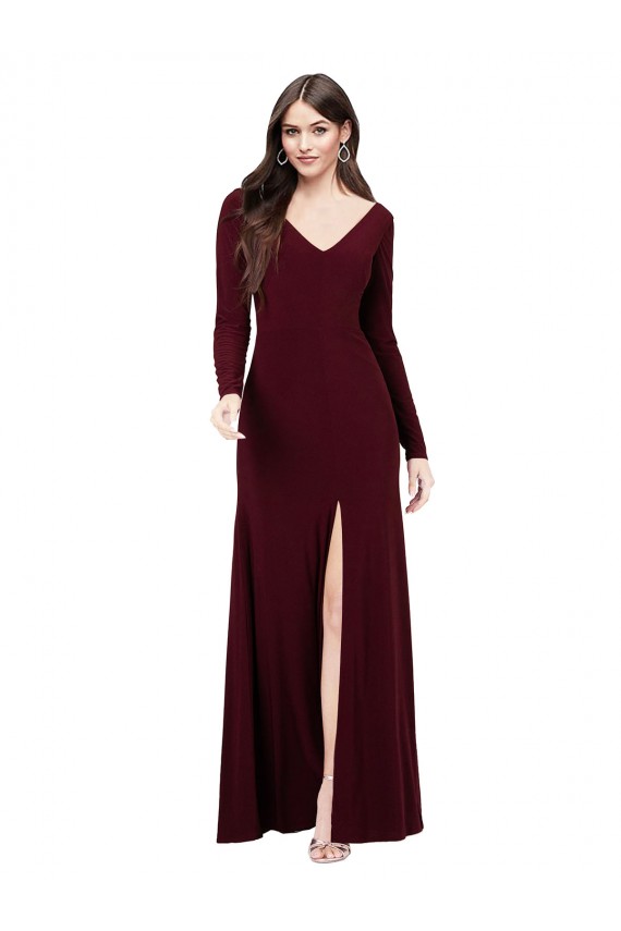 Spandex V-Back Long V-Neck Sheath Prom Dress / Bridesmaid Dress Stockport