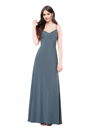 Spandex Low Back Long V-Neck A-Line Prom Dress / Bridesmaid Dress Stockport