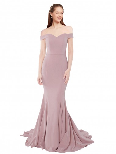 Stretch Crepe Sweep Train Off the Shoulder Mermaid Bridesmaid Dress / Evening Dress Stockport