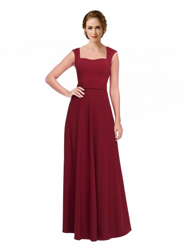 Stretch Crepe Long Square Neck A-Line Prom Dress / Bridesmaid Dress Stockport