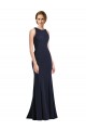 Stretch Crepe Keyhole Back Long Scoop Neck Sheath Black Tie Prom Dress / Bridesmaid Dress Stockport