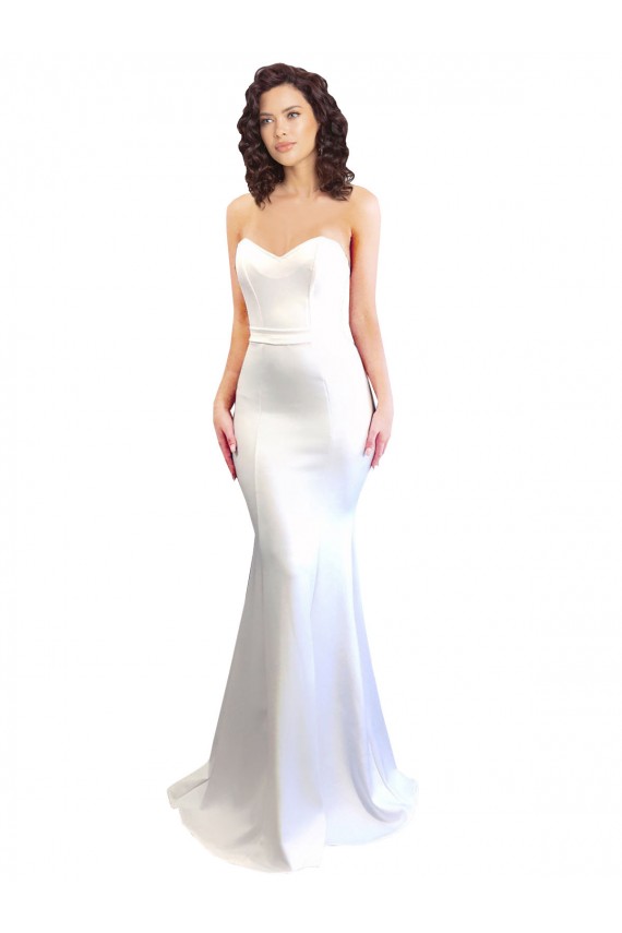 Stretch Crepe Low Back Long Sweetheart White Mermaid Formal Evening Gown / Prom Dress / Bridesmaid Dress Stockport