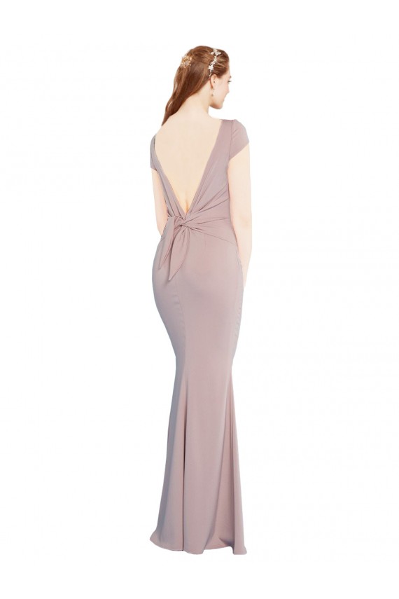 Stretch Crepe Tie Back Long Boat Neck Mermaid Formal Evening Gown / Prom Dress / Bridesmaid Dress Stockport
