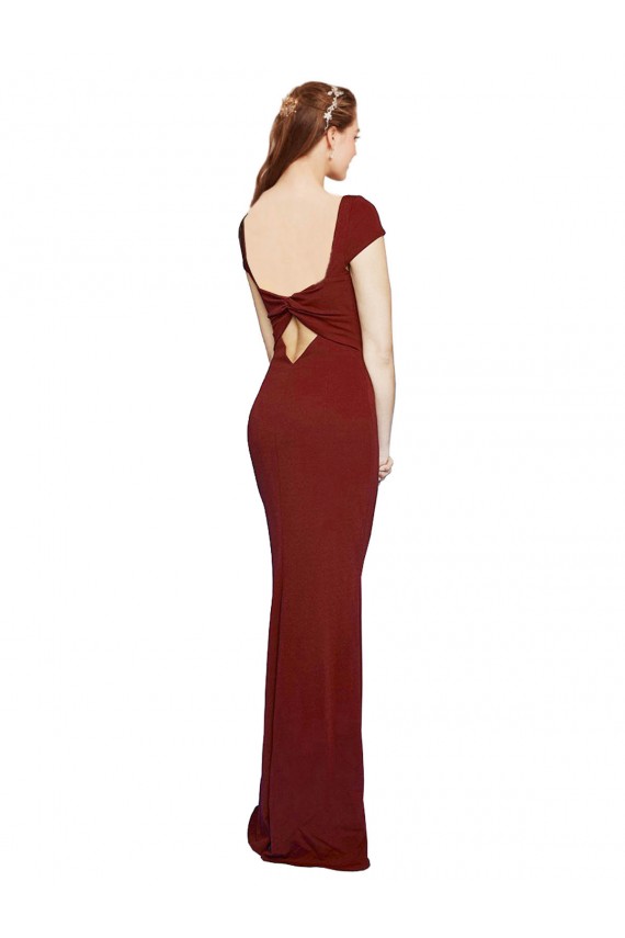 Stretch Crepe Keyhole Back Long Round Neck Mermaid Formal Evening Gown / Prom Dress / Bridesmaid Dress Stockport