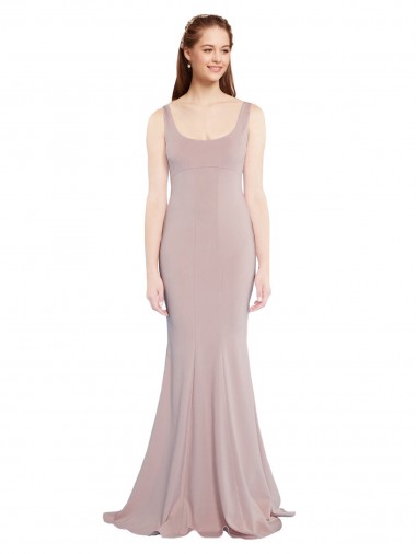 Stretch Crepe Long Scoop Neck Mermaid Formal Evening Gown / Prom Dress / Bridesmaid Dress Stockport