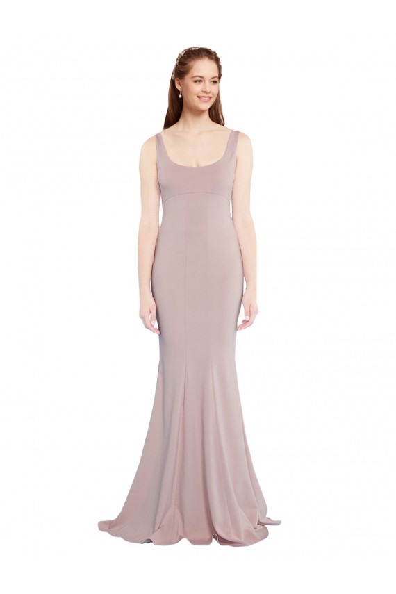 Stretch Crepe Long Scoop Neck Mermaid Formal Evening Gown / Prom Dress / Bridesmaid Dress Stockport