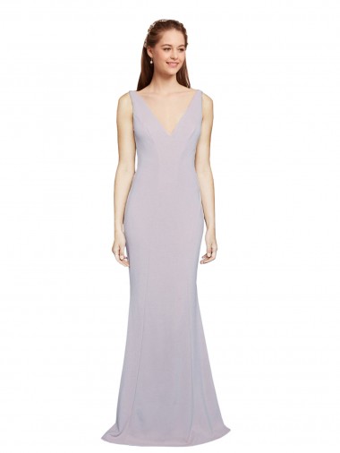 Stretch Crepe Keyhole Back Long V-Neck Mermaid Formal Evening Gown / Prom Dress / Bridesmaid Dress Stockport