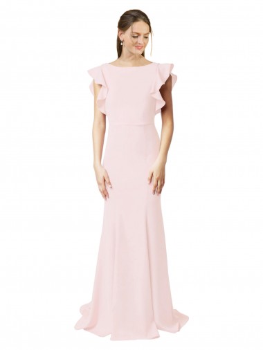 Stretch Crepe V-Back Sweep Train Jewel Neck Mermaid, Sheath Black Tie Prom Dress / Bridesmaid Dress Stockport