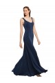 Stretch Crepe Low Back Long Round Neck A-Line Prom Dress / Bridesmaid Dress Stockport