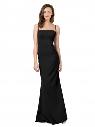 Stretch Crepe Open Back Long Spaghetti Straps Sheath Formal Evening Gown / Prom Dress / Bridesmaid Dress Stockport