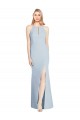 Stretch Crepe Keyhole Back Long Halter Neck Trumpet Semi Formal Evening Dress / Prom Dress / Bridesmaid Dress Stockport