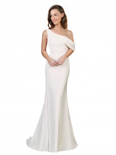 Stretch Crepe Sweep Train One Shoulder Sheath Formal Evening Gown / Prom Dress / Bridesmaid Dress Stockport