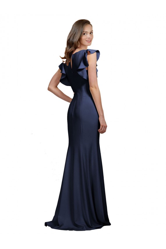 Stretch Crepe Keyhole Back Long Bateau Neck Mermaid Prom Dress / Bridesmaid Dress Stockport