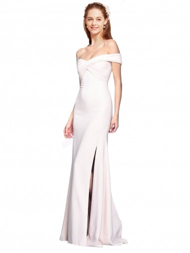 Stretch Crepe Long Off the Shoulder White Mermaid Formal Dress / Bridesmaid Dress Stockport