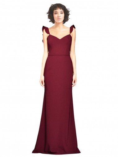 Stretch Crepe Long Strapless Burgundy Mermaid Prom Dress / Bridesmaid Dress Stockport
