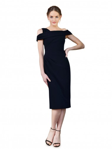 Stretch Crepe Cocktail Length Off the Shoulder Mermaid Formal Evening Gown / Prom Dress / Bridesmaid Dress Stockport