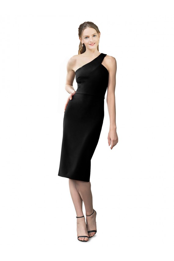 Stretch Crepe Cocktail Length One Shoulder Sheath Formal Evening Gown / Prom Dress / Bridesmaid Dress Stockport