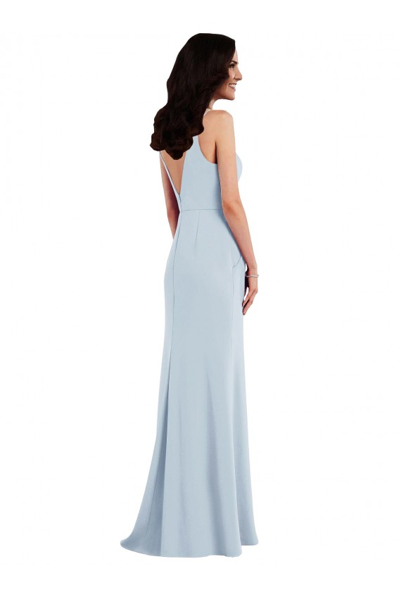 Stretch Crepe V-Back Long Spaghetti Straps Trumpet Formal Dress / Bridesmaid Dress Stockport