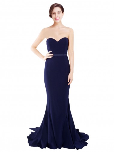 Stretch Crepe Low Back Sweep Train Sweetheart Mermaid Semi Formal Evening Dress / Prom Dress / Bridesmaid Dress Stockport