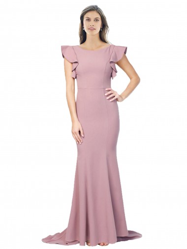 Stretch Crepe Low Back Sweep Train Round Neck Mermaid Formal Evening Gown / Prom Dress / Bridesmaid Dress Stockport