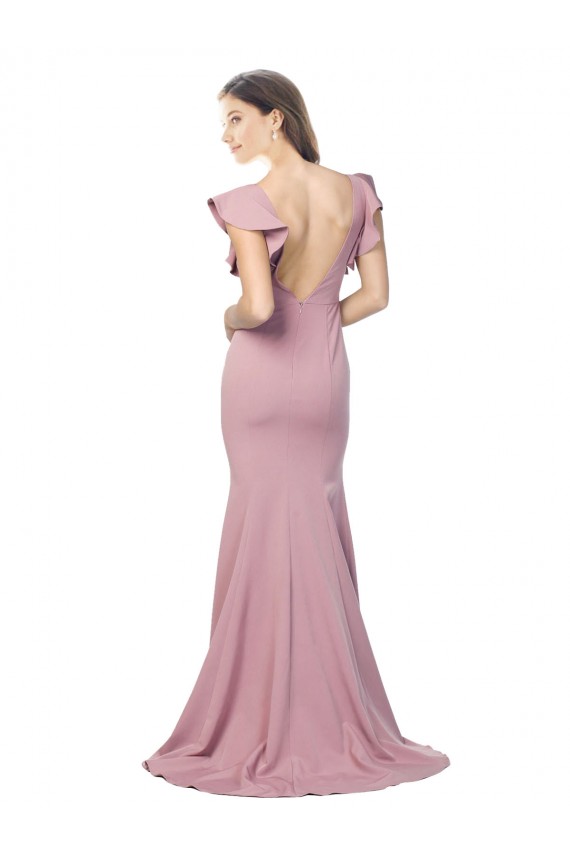 Stretch Crepe Low Back Sweep Train Round Neck Mermaid Formal Evening Gown / Prom Dress / Bridesmaid Dress Stockport