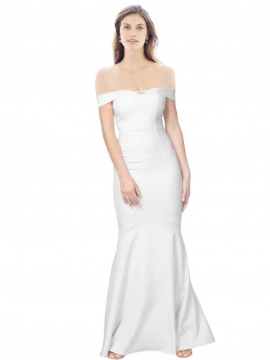 Stretch Crepe Low Back Long Off the Shoulder Mermaid Formal Dress / Bridesmaid Dress Stockport