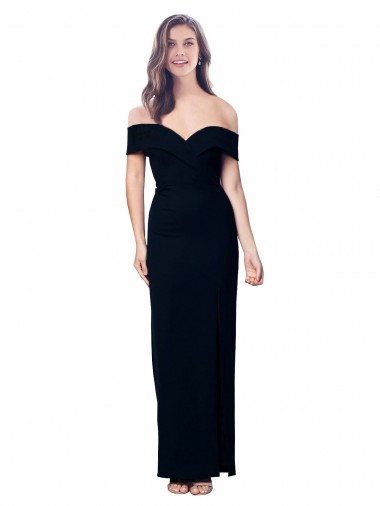 Stretch Crepe Long Off the Shoulder Black Mermaid Formal Dress / Bridesmaid Dress Stockport