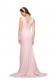 Stretch Crepe V-Back Sweep Train V-Neck A-Line Black Tie Evening Dress / Prom Dress / Bridesmaid Dress Stockport