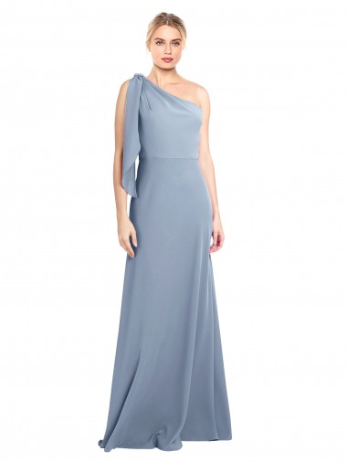 Stretch Crepe Long One Shoulder Sheath Formal Dress / Bridesmaid Dress Stockport