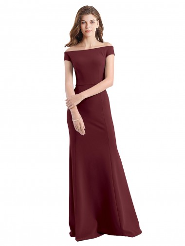 Stretch Crepe Long Off the Shoulder Sheath Prom Dress / Bridesmaid Dress Stockport