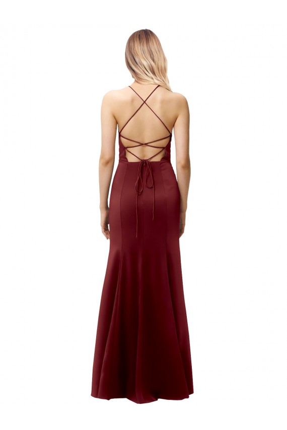 Stretch Crepe Criss Cross Back Long Halter Neck Mermaid Formal Evening Gown / Prom Dress / Bridesmaid Dress Stockport