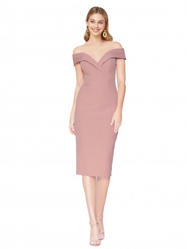 Stretch Crepe Knee Length Off the Shoulder Mermaid Black Tie Evening Gown / Prom Dress / Bridesmaid Dress Stockport