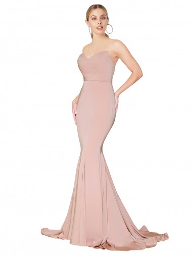 Stretch Crepe Low Back Long Sweetheart Mauve Mermaid Formal Dress / Bridesmaid Dress Stockport