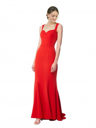 Stretch Crepe Long Sweetheart Red Mermaid Formal Evening Gown / Prom Dress / Bridesmaid Dress Stockport