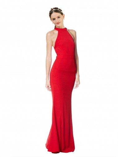 Stretch Crepe Long Halter Neck Mermaid Prom Dress / Bridesmaid Dress Stockport