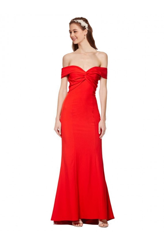 Stretch Crepe Long Off the Shoulder Red Mermaid Bridesmaid Dress / Formal Dress Stockport