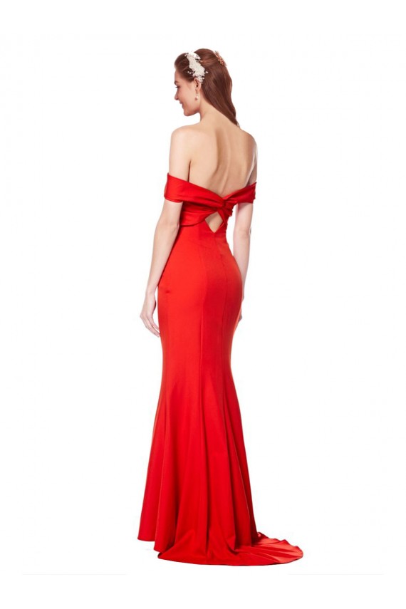 Stretch Crepe Long Off the Shoulder Red Mermaid Bridesmaid Dress / Formal Dress Stockport