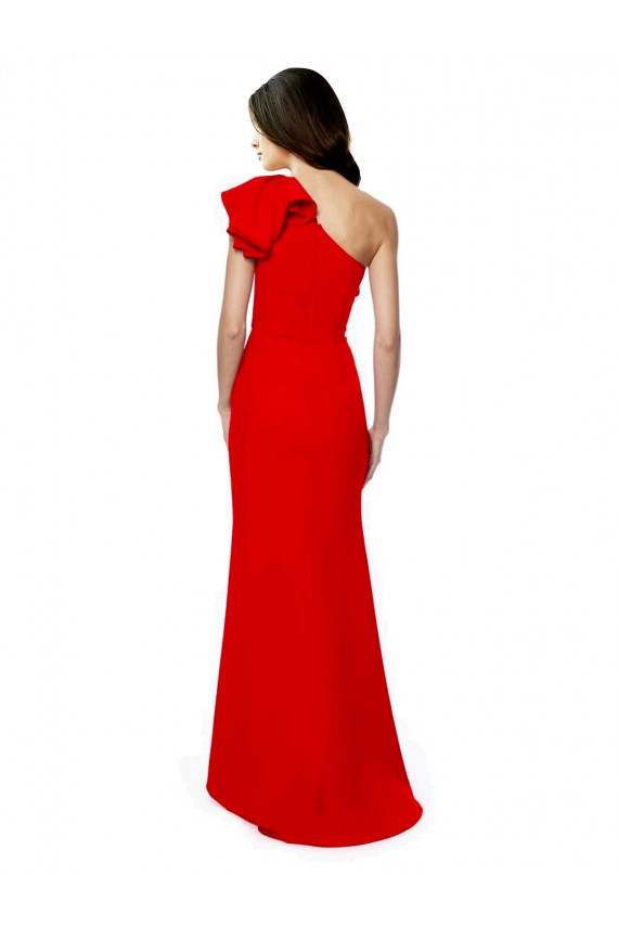 Stretch Crepe Long One Shoulder Red Mermaid Formal Dress / Bridesmaid Dress Stockport