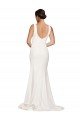 Stretch Crepe Low Back Sweep Train Square Neck Sheath Semi Formal Evening Dress / Prom Dress / Bridesmaid Dress Stockport