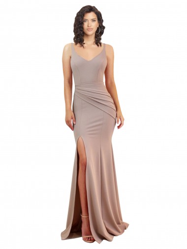 Stretch Crepe Low Back Long V-Neck Mermaid Black Tie Evening Gown / Prom Dress / Bridesmaid Dress Stockport