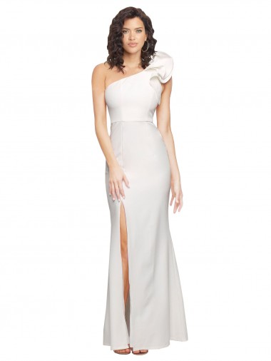 Stretch Crepe Long One Shoulder Ivory Sheath Formal Evening Gown / Prom Dress / Bridesmaid Dress Stockport