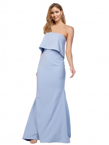 Stretch Crepe Low Back Long Strapless A-Line Formal Dress / Bridesmaid Dress Stockport