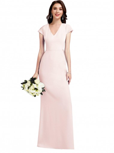 Stretch Crepe Long V-Neck A-Line Formal Evening Gown / Prom Dress / Bridesmaid Dress Stockport